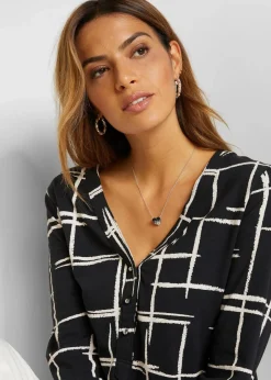 bonprix Shirts & Tops|Longshirt schwarz/weiß