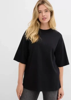 bonprix Shirts & Tops|Zweiteiler & Sets|Longshirt aus Interlock schwarz