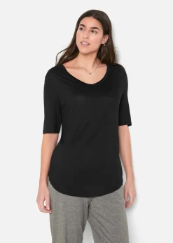 bonprix Nachhaltigere Materialien|Shirts & Tops|Longshirt aus softer Viskose, 2er-Pack schwarz+weiß