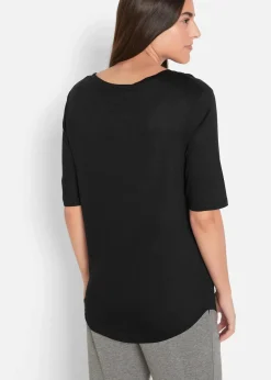 bonprix Nachhaltigere Materialien|Shirts & Tops|Longshirt aus softer Viskose, 2er-Pack schwarz+weiß