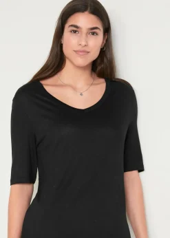 bonprix Nachhaltigere Materialien|Shirts & Tops|Longshirt aus softer Viskose, 2er-Pack schwarz+weiß