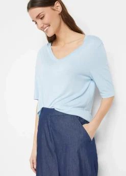 bonprix Basics|Shirts & Tops|Longshirt aus softer Viskose, 2er-Pack hellblau+dunkelblau