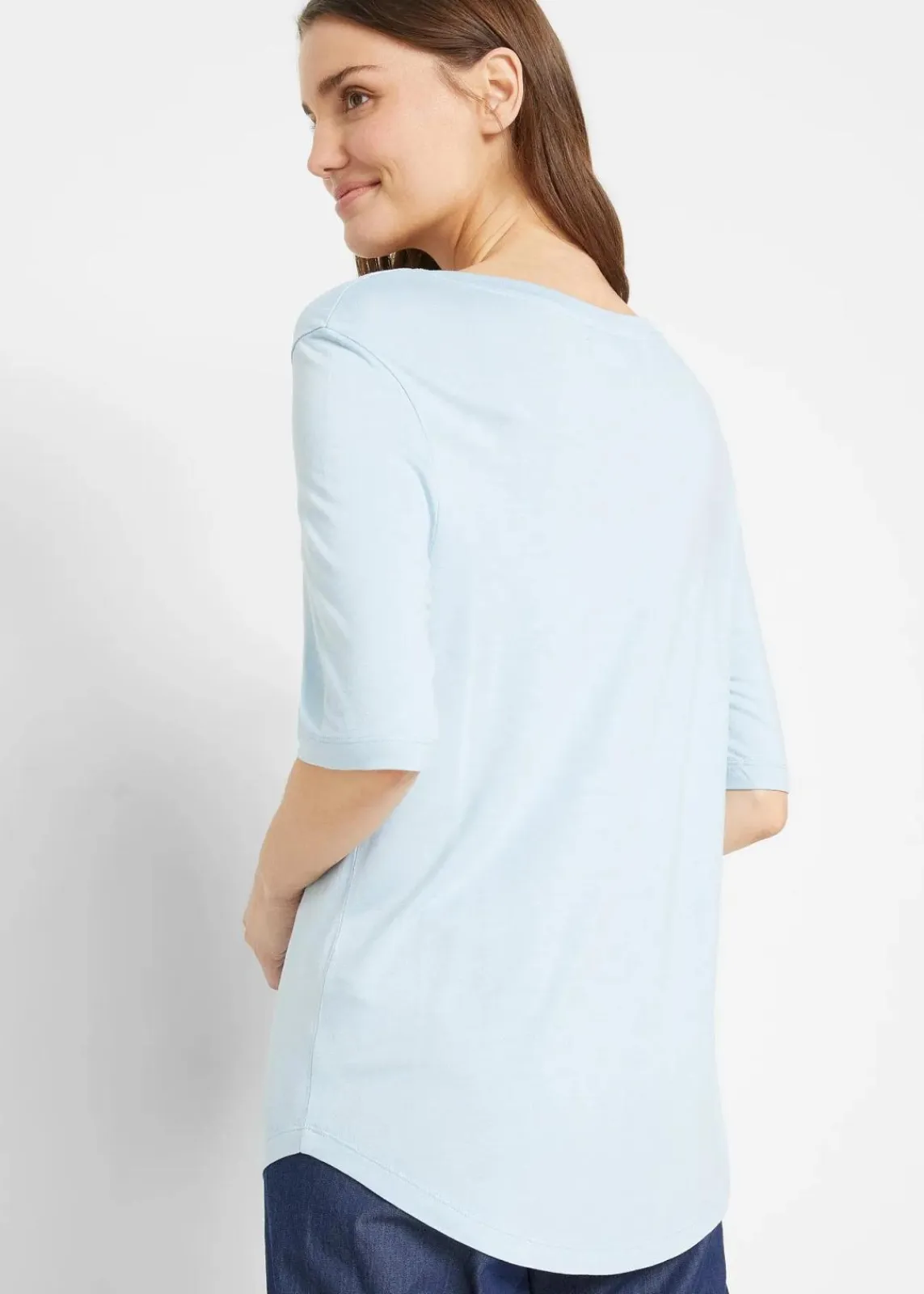 bonprix Basics|Shirts & Tops|Longshirt aus softer Viskose, 2er-Pack hellblau+dunkelblau