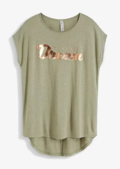 bonprix Shirts & Tops|Longshirt aus Viskose-Mix seegras bedruckt