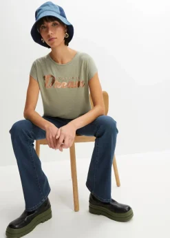 bonprix Shirts & Tops|Longshirt aus Viskose-Mix seegras bedruckt