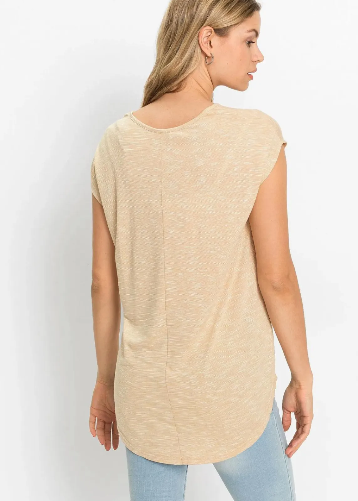 bonprix Shirts & Tops|Longshirt aus Viskose-Mix beige meliert