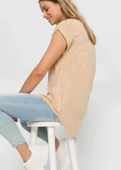 bonprix Shirts & Tops|Longshirt aus Viskose-Mix beige meliert