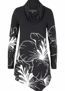 bonprix Shirts & Tops|Longshirt mit Rollkragen schwarz/weiß