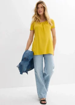 bonprix Shirts & Tops|Longshirt mit Viskose lemoncurry