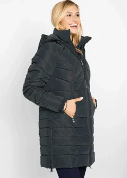 bonprix Bekleidung·Hosen|Jacken & Mäntel|Long-Steppjacke mit Wattierung schwarz