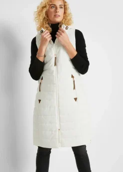 bonprix Jacken & Mäntel|Bekleidung·Hosen|Longsteppweste wollweiß