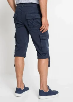 bonprix Hosen|Shorts|Long-Stretch-Bermuda mit Cargotaschen, Regular Fit dunkelblau bedruckt