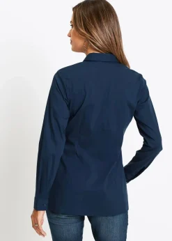 bonprix Blusen & Tuniken|Bekleidung·Jacken & Mäntel|Long-Stretch-Bluse dunkelblau