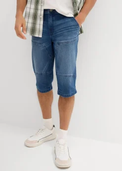 bonprix Jeans|Shorts|Long-Stretch-Jeans-Bermuda, Regular Fit mittelblau denim