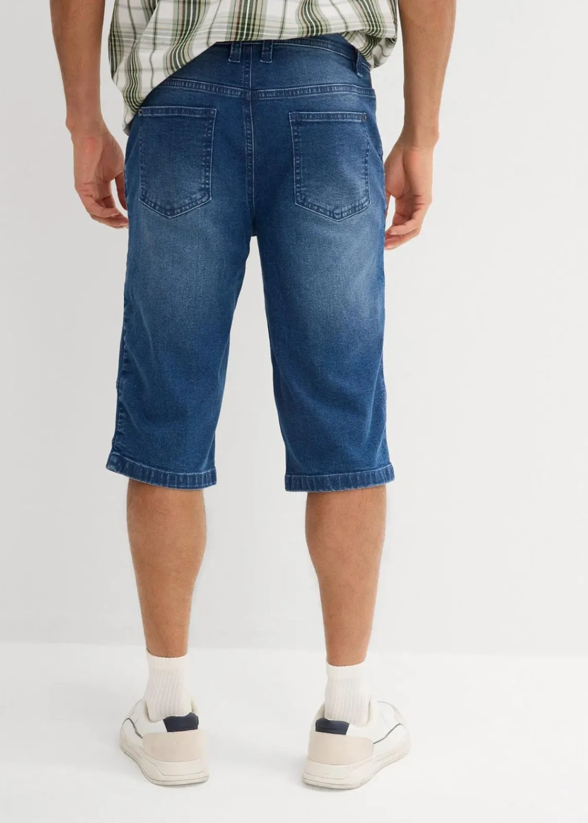 bonprix Jeans|Shorts|Long-Stretch-Jeans-Bermuda, Regular Fit mittelblau denim