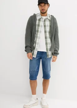 bonprix Jeans|Shorts|Long-Stretch-Jeans-Bermuda, Regular Fit mittelblau denim