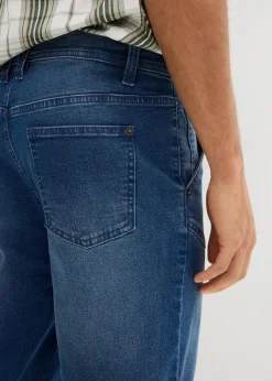 bonprix Jeans|Shorts|Long-Stretch-Jeans-Bermuda, Regular Fit mittelblau denim