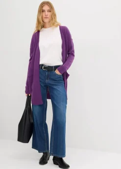 bonprix Pullover & Strickjacken|Basics|Longstrickjacke steingrau