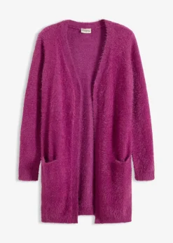 bonprix Bekleidung·Umstandsmode|Strickmode|Longstrickjacke in Flauschoptik dunkelfuchsia