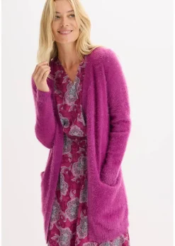 bonprix Bekleidung·Umstandsmode|Strickmode|Longstrickjacke in Flauschoptik dunkelfuchsia