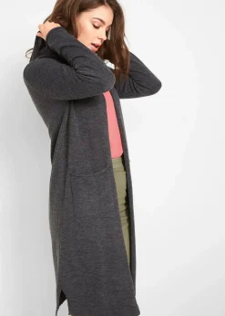 bonprix Bekleidung·Umstandsmode|Bekleidung·Jeans|Longstrickjacke mit Kapuze anthrazit meliert