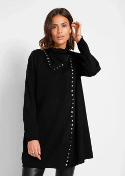 bonprix Bekleidung·Umstandsmode|Bekleidung·Jeans|Longstrickjacke mit Nietendetails schwarz/silber