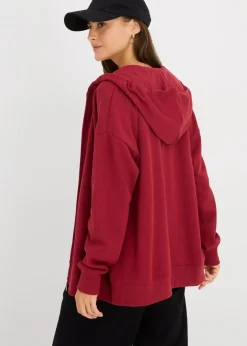 bonprix Sweat|Basics|Long-Sweatjacke pflaumenrot