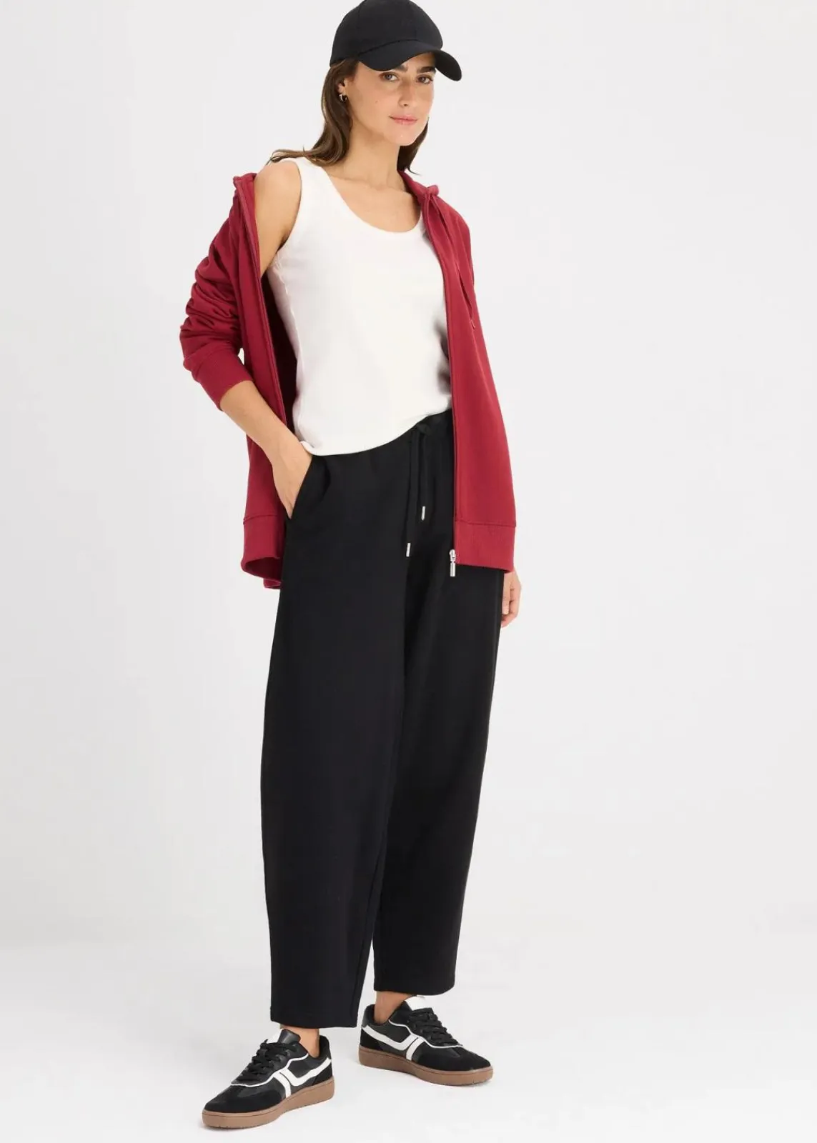 bonprix Sweat|Basics|Long-Sweatjacke pflaumenrot