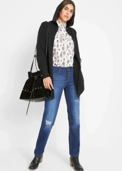bonprix Bekleidung·Blusen & Tuniken|Sweat|Long-Sweatjacke aus Baumwoll-Mix schwarz