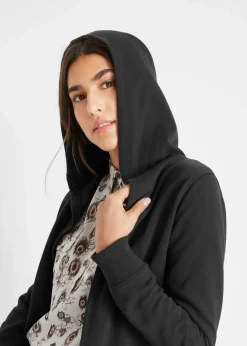 bonprix Bekleidung·Blusen & Tuniken|Sweat|Long-Sweatjacke aus Baumwoll-Mix schwarz