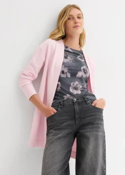 Long-Sweatjacke aus weichem Baumwoll-Mix|bonprix Outlet