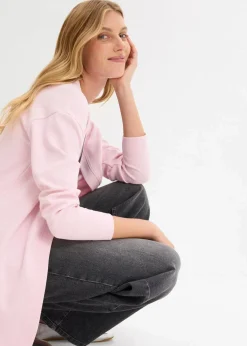 Long-Sweatjacke aus weichem Baumwoll-Mix|bonprix Outlet