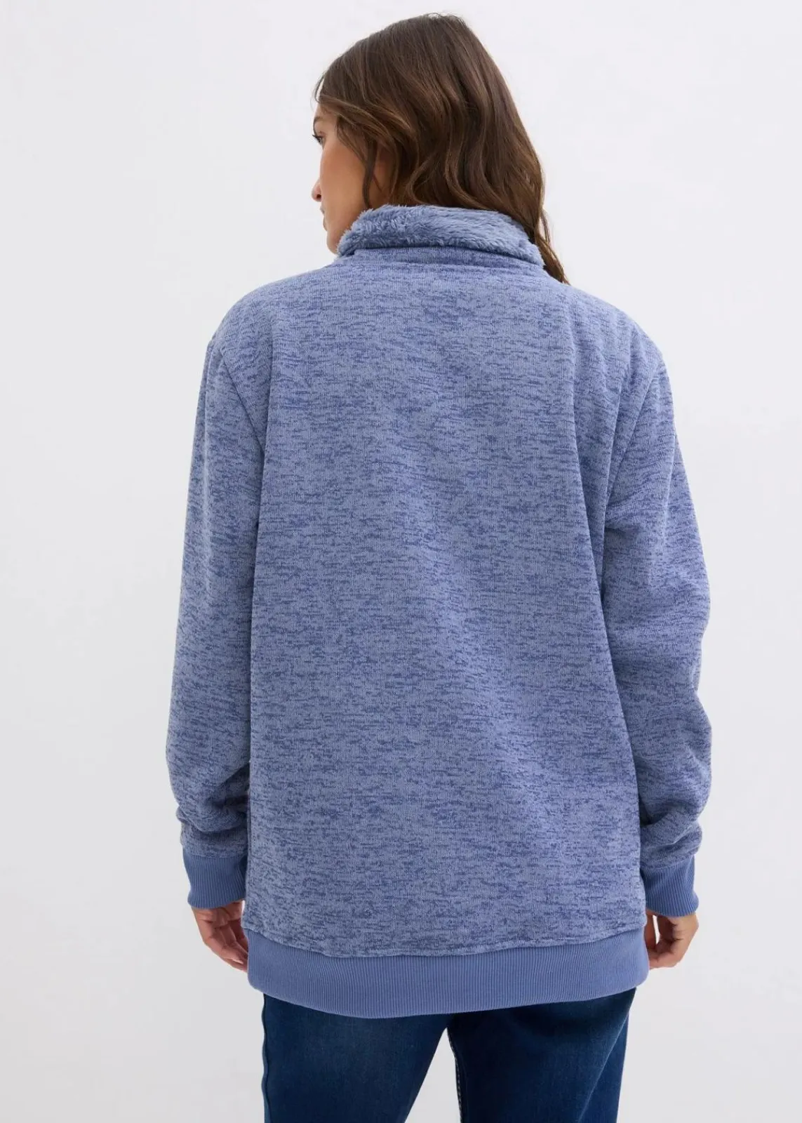bonprix Sweat|Bekleidung·Blusen & Tuniken|Long-Sweatshirt mattblau meliert