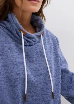 bonprix Sweat|Bekleidung·Blusen & Tuniken|Long-Sweatshirt mattblau meliert