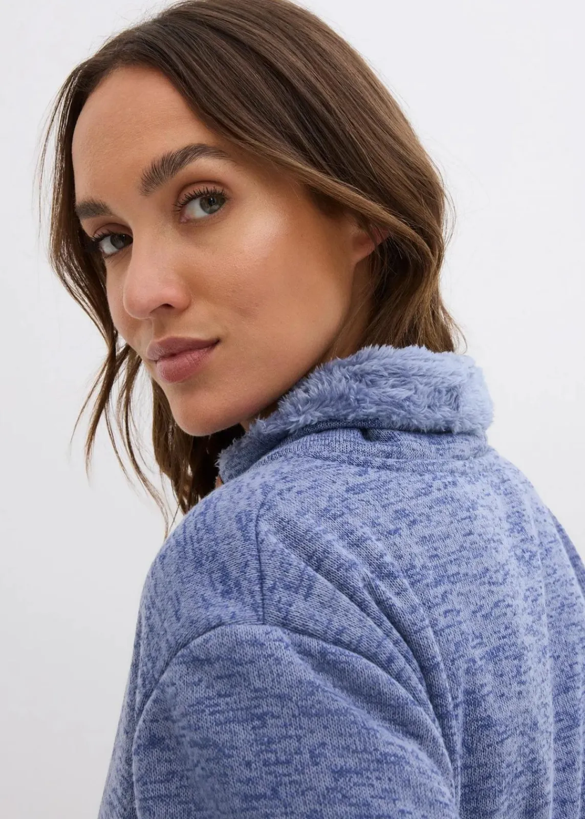 bonprix Sweat|Bekleidung·Blusen & Tuniken|Long-Sweatshirt mattblau meliert