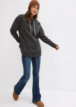 bonprix Bekleidung·Blusen & Tuniken|Sweat|Long-Sweatshirt anthrazit meliert meliert
