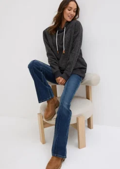 bonprix Bekleidung·Blusen & Tuniken|Sweat|Long-Sweatshirt anthrazit meliert meliert