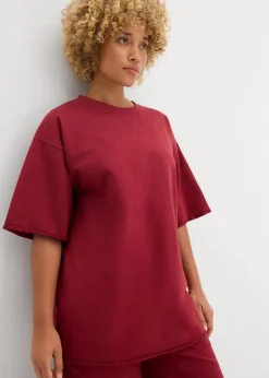 bonprix Sweat|Zweiteiler & Sets|Long-Sweatshirt aus reiner Baumwolle pflaumenrot