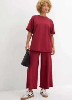 bonprix Sweat|Zweiteiler & Sets|Long-Sweatshirt aus reiner Baumwolle pflaumenrot
