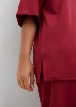 bonprix Sweat|Zweiteiler & Sets|Long-Sweatshirt aus reiner Baumwolle pflaumenrot