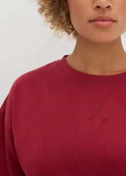 bonprix Sweat|Zweiteiler & Sets|Long-Sweatshirt aus reiner Baumwolle pflaumenrot