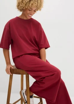 bonprix Sweat|Zweiteiler & Sets|Long-Sweatshirt aus reiner Baumwolle pflaumenrot