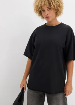 bonprix Bekleidung·Blusen & Tuniken|Zweiteiler & Sets|Long-Sweatshirt aus reiner Baumwolle schwarz