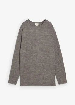 bonprix Sweat|Zweiteiler & Sets|Long-Sweatshirt in Strickoptik anthrazit meliert