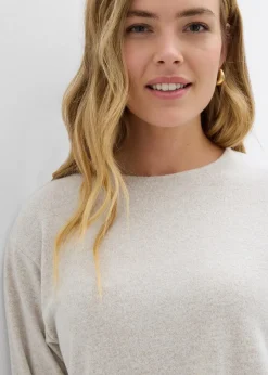Long-Sweatshirt in Strickoptik|bonprix Online