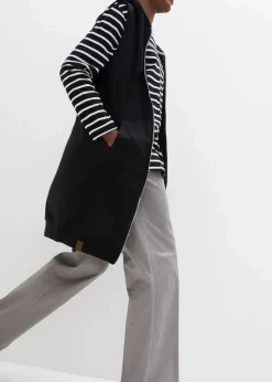 bonprix Bekleidung·Blusen & Tuniken|Bekleidung·Hosen|Long-Sweatweste mit Kapuze aus Baumwoll-Mix schwarz