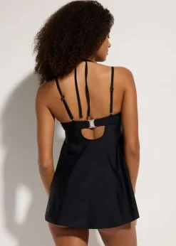 bonprix Nachhaltigere Materialien|Bademode·Tankinis|Long-Tankini mit verzierten Trägern (2-tlg.Set) schwarz