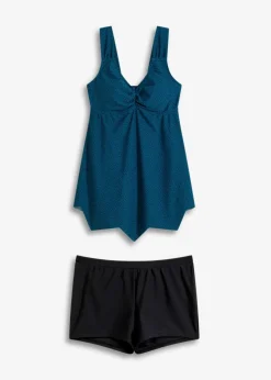 bonprix Nachhaltigere Materialien|Tankinis|Long-Tankini (2-tlg.Set) mit Zick-Zack Saum petrol gepunktet