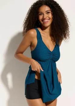 bonprix Nachhaltigere Materialien|Tankinis|Long-Tankini (2-tlg.Set) mit Zick-Zack Saum petrol gepunktet