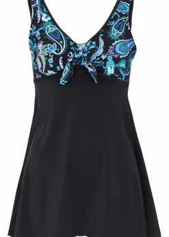 bonprix Nachhaltigere Materialien|Mix & Match|Long-Tankinioberteil mit breiten Trägern schwarz paisley